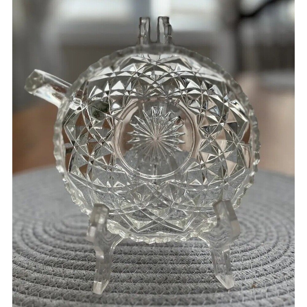 Vintage Imperial Glass Ohio Handled Nappy Block Diamond  Dish